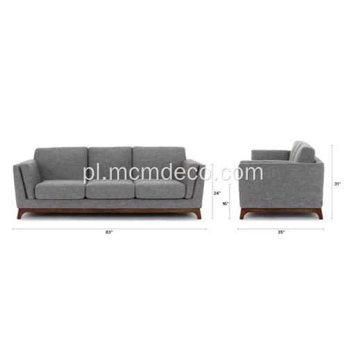 Sofa Ceni Volcanic Grey Fabric z drewnianymi stopami